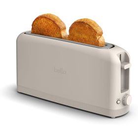 Fits-Anywhere 2 Slice Slim Toaster Long Slot  Extra Wide Oatmilk Compact Bread Toaster For Kitchen  Countertops
