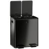 Trash Can, 2 x 5 Gallon Stainless Steel Garbage Can with Soft Close, Stay-Open Lid, Pedals, Inner Buckets, Black
