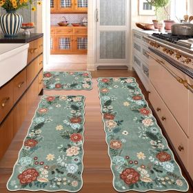 Floral Kitchen Rugs Mats for Floor 3PC, Farmhouse Non Slip Kitchen Rug Runner, Washable Non Skid Kitchen Rugs, Comfort Standing Mat for Laundry, Desk