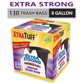 130 Bags 8 Gallon Disposable Large Garbage Puncture Tear Resistant Trash Bags deodorization technology Kitchen,Toilet Drawstring Garbage Bag