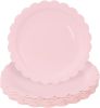 50 Pieces Light Pink Paper Plates 7 Inch Pink Scalloped Plates Disposable Dinner Plates for Wedding Baby Shower Birthday Party Dessert Plates