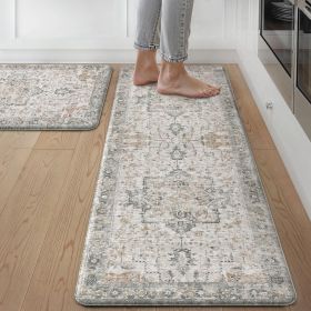 Kitchen Mats for Floor 2PCs, Washable Anti Fatigue Mat for Cushioned, 17.3"x47"+17.3"x30", Waterproof Kitchen Rugs