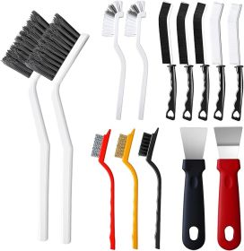 14Pcs Crevice Cleaning Brush Set, V Shape Grout Cleaner Brush for Deep Cleaning Gap, Hard Bristle Scrub Brushes Tools