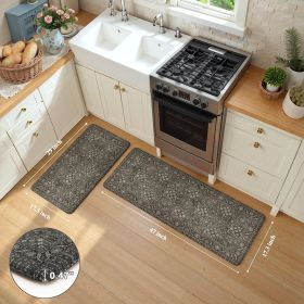 Anti Fatigue Kitchen Mat 2PCS,Waterproof Farmhouse Green Kitchen Rugs Non-Slip,Vintage Kitchen Mats for Floor