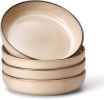 Pasta Bowls Set of 4, 35oz Large Salad Bowls for Serving, Wide and Shallow Ceramic Plates for Kitchen, Double Reactive Glaze