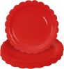 50 Pieces Red Paper Plates 7 Inch Red Scalloped Plates Disposable Dinner Plates for Wedding Baby Shower Birthday Party Dessert Plates