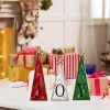 3 PCS Christmas Tree Wooden Decoration with Small Gold Stars Xmas Farmhouse Tiered Tray Standing Tree Accents Wood Tree JOY Signs for Christmas Winter