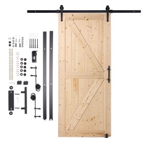 Barn Door and Hardware Kit, 36" x 84" Wood Sliding Barn Door, Smoothly and Quietly, Barn Door Kit with 8-in-1 Floor Guide and Door Handle