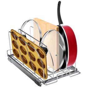 Pan and Pot Rack, Expandable Pull Out Under Cabinet Organizer, Cookie Sheet Baking Pans tray Organization, Adjustable Wire Dividers
