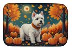 Westie Fall Dish Drying Mat Absorbent Dish Drying Mat Pad for Kitchen Counter Dish Drainer Mat for Countertop, 14 x 21", Multicolor