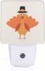 LED Night Light Plug into Wall with Dusk to Dawn Light Sensor White Energy Efficient Thanksgiving Turkey White Autumn Nightlight for Bedroom Bathroom