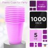 Purple Plastic Cups (5 oz) - Pack of 1000, Durable Double-Coated with Rolled Lip