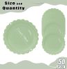 50 Pieces Sage Green Paper Plates 7 Inch Sage Scalloped Plates Disposable Dinner Plates for Wedding Baby Shower Birthday Party Dessert Plates