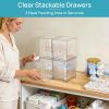 7.6" H Clear Stackable Storage Drawers, 4 Pack Plastic Organizers Bins for Skincare, Cosmetics,Beauty Supplies,Ideal for Vanity, Bathroom