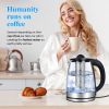 Electric Kettle with Stainless Steel Removable Infuser: 2L Borosilicate Glass Electric Tea Kettle , 1500W Boiling Water Pot, Auto Shut Off