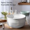 7 Pack Porcelain Pasta Bowls Ceramic , Large Serving Bowl, Wide and Shallow, Set 8.3 Inch - 30 Ounce - for Pasta, Salad, Cereal
