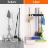 Mop and Broom Holder Wall Mount, Anti-Slip Broom Hanger for Kitchen Organization, Heavy Duty Cleaning Supplies Organizer