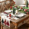 Red Pine Trees Balls Merry Christmas Placemats Set of 4, 12x18 Inch Winter Xmas Table Mats for Party Kitchen Dining Decoration