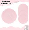 50 Pieces Light Pink Paper Plates 7 Inch Pink Scalloped Plates Disposable Dinner Plates for Wedding Baby Shower Birthday Party Dessert Plates