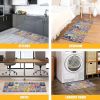 Boho Kitchen Rugs Set 2 Pieces Memory Foam Colorful Ceramic Comfort Tile Floor Mat Anti Fatigue Non-Skid PVC Runner Rug Water & Oil Proof Carpet for K