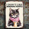 CIFbuy Vintage Black Cat Drinking Coffee Metal Sign 8x12 Inch, Antique Tin Plaque With Glasses For Home Kitchen Cafe Bar Garage Decor TikTok, TikTok