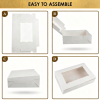 White Bakery Boxes with Window 48 Pack, 12x8x2.5 Inch Cookie Boxes with 3 Window Styles