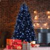 7ft Black Christmas Tree with 450 White LED Lights, 1916 Tips PE+PVC Artificial Tree for Halloween & Holiday Decor
