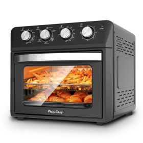 27.5QT 6-in-1 Air Fryer Toaster Oven, Dropdown-Door, 6-Slice, Countertop Convection Oven, Air Frying, Baking, Roasting, Broiling, Grilling, 1600W, Bla