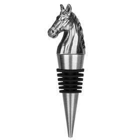 Luxury Horse Head Wine Bottle Stopper Animal-shaped Wine Stopper For Preserving Red Wine, A Kitchen Storage Gift, A Birthday Gift For Universal Wine P (Option: Dark Silver HJS0406)