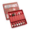 6pcs /Pack Christmas Cartoon Doll Stainless Steel Tableware