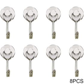 4/8/10pcs Magnetic Hook Powerful Heavy Duty Neodymium Magnet Hook Home Refrigerator Grill Kitchen Key Holder Black Multi-Purpose (Ships From: China, Color: 8PCS Silver)