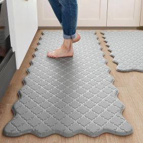 Upgrade Scalloped Embossed Kitchen Mats for Floor 2PCS Cushioned Anti Fatigue Waterproof Foam Kitchen Rugs Non Slip Washable Comfort Standing Mat for (size: 17.3"x30"+17.3"x47")
