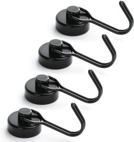 Magnetic Hooks,Heavy Duty Magnet Hooks Neodymium Swivel Hook Magnets for Fridge,Grill Utensils Tools (cout: 4, Color: Black)