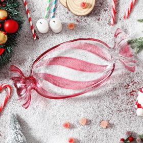 Christmas Candy Glass Plate, Christmas Theme Serving Tray for Holiday Desserts, Cookies & Candy Display, Festive Party Bowl (Color: Pink, size: large)
