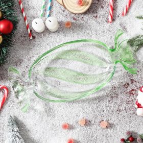 Christmas Candy Glass Plate, Christmas Theme Serving Tray for Holiday Desserts, Cookies & Candy Display, Festive Party Bowl (Color: green, size: Small red)