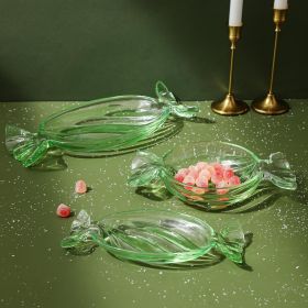 Christmas Candy Glass Plate, Christmas Theme Serving Tray for Holiday Desserts, Cookies & Candy Display, Festive Party Bowl (Color: green, size: large)