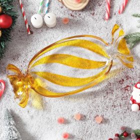Christmas Candy Glass Plate, Christmas Theme Serving Tray for Holiday Desserts, Cookies & Candy Display, Festive Party Bowl (Color: Yellow, size: large)