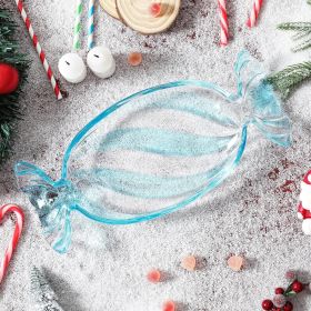 Christmas Candy Glass Plate, Christmas Theme Serving Tray for Holiday Desserts, Cookies & Candy Display, Festive Party Bowl (Color: Blue, size: Small red)