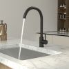 High Arc 360° Swivel Spout Single handle Matte Black or Gold Kitchen Bar Sink Faucet with Water Supply Hoses