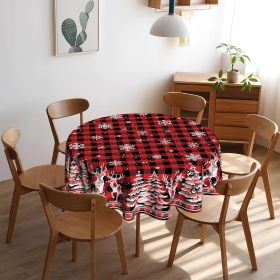 Christmas Round Tablecloth 60 inch Christmas Nativity Table Cloth Xmas Tree Table Cloths Decorations for Home Kitchen Dining Red Buffalo Plaid (Color: Winter Red Buffalo Plaid)