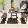 6 Feet Folding Table with Wood Grain HDPE Tabletop and Safe Lock Mechanism