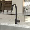 High Arc 360° Swivel Spout Single handle Matte Black or Gold Kitchen Bar Sink Faucet with Water Supply Hoses