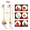 6pcs /Pack Christmas Mixing Spoon Fruit Fork With Pendant Flatware